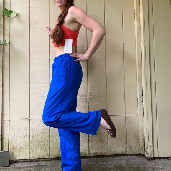 Vintage 80’s REI high waist track pants sz S vibrant blue red zipper ankle-snap - Picture 10 of 11